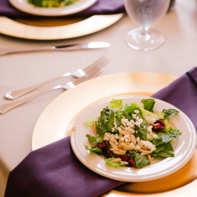 placesetting with a preset salad